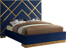 Load image into Gallery viewer, Vector Navy Velvet King Bed