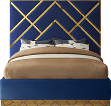 Load image into Gallery viewer, Vector Navy Velvet Queen Bed