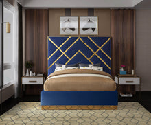 Load image into Gallery viewer, Vector Navy Velvet King Bed