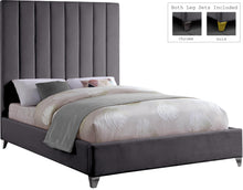 Load image into Gallery viewer, Via Grey Velvet Queen Bed