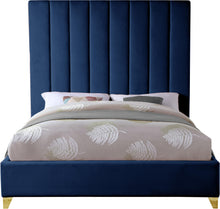 Load image into Gallery viewer, Via Navy Velvet Queen Bed