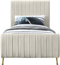 Load image into Gallery viewer, Zara Cream Velvet Twin Bed (3 Boxes)