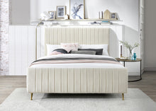 Load image into Gallery viewer, Zara Cream Velvet Queen Bed (3 Boxes)