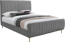 Load image into Gallery viewer, Zara Grey Velvet Queen Bed (3 Boxes)