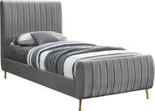 Load image into Gallery viewer, Zara Grey Velvet Twin Bed (3 Boxes)