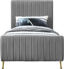 Load image into Gallery viewer, Zara Grey Velvet Twin Bed (3 Boxes)