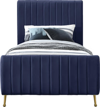 Load image into Gallery viewer, Zara Navy Velvet Twin Bed (3 Boxes)