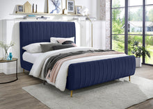 Load image into Gallery viewer, Zara Navy Velvet King Bed (3 Boxes)