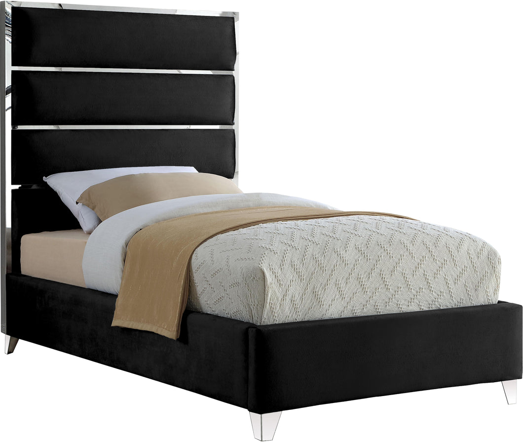 Zuma Black Velvet Twin Bed