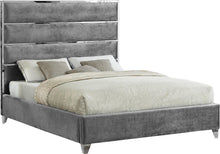 Load image into Gallery viewer, Zuma Grey Velvet Queen Bed