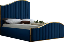 Load image into Gallery viewer, Jolie Navy Velvet King Bed (3 Boxes)