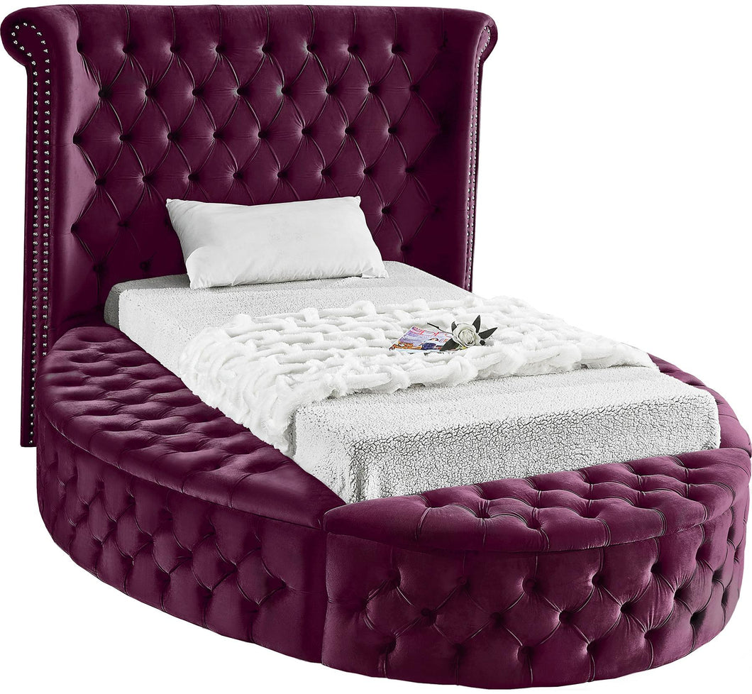 Luxus Purple Velvet Twin Bed