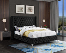 Load image into Gallery viewer, Savan Black Velvet Full Bed