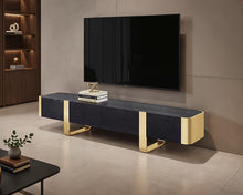 Load image into Gallery viewer, Leknes TV Stand Black w/ Gold Frame