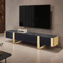 Load image into Gallery viewer, Leknes TV Stand Black w/ Gold Frame